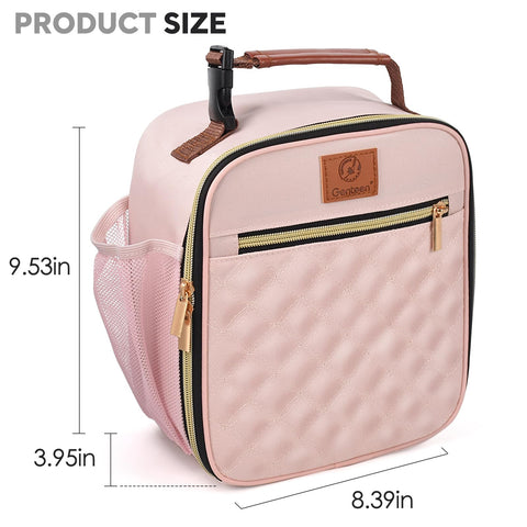 Genteen lunch box side pocket holds an umbrella or water bottle securely