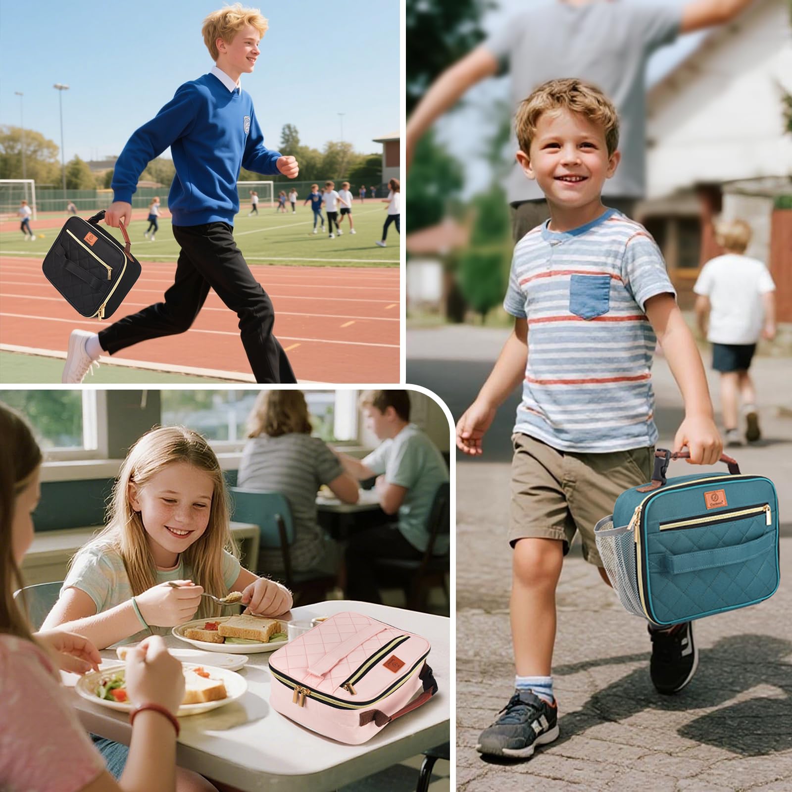 Genteen Lunch Box teal side pocket demonstrates organized storage for snacks