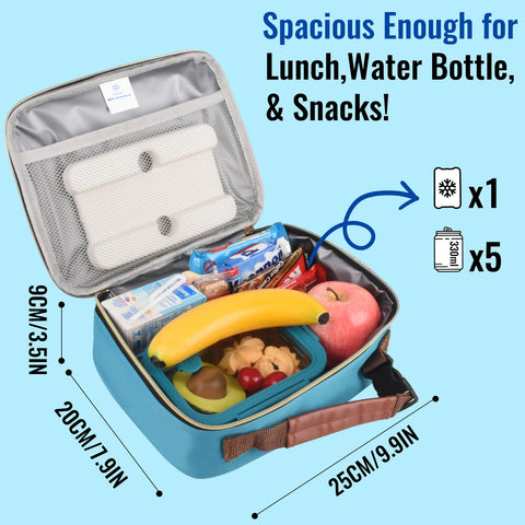 Genteen Lunch Box teal top buckle handle highlights portability for work or school