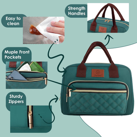 Genteen lunch box women front pocket for utensils and small items.