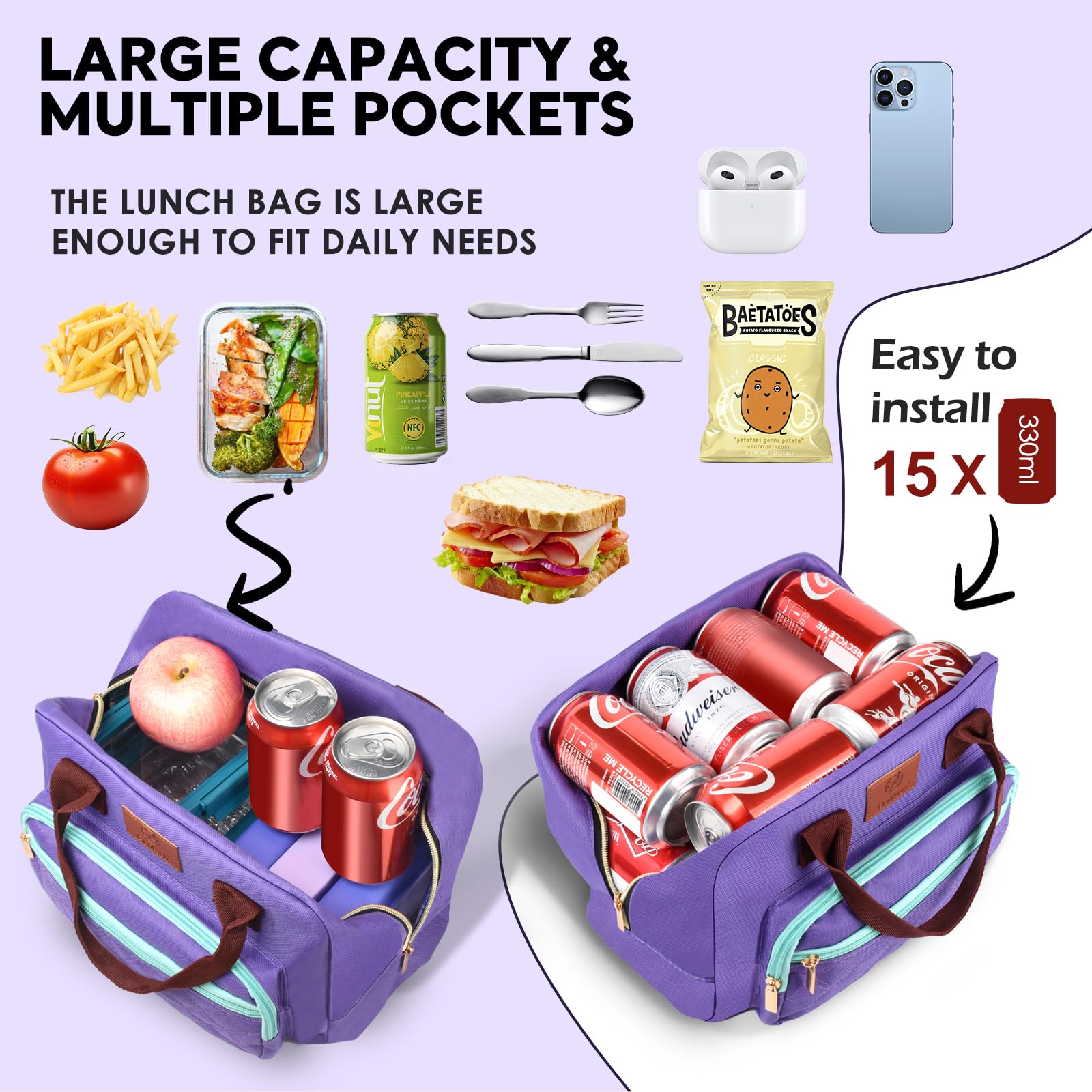 Genteen lunchbox dimensions label indicates size for quick checks