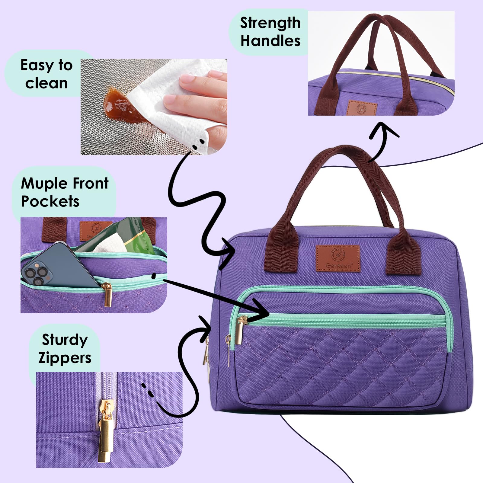 Genteen lunchbox padded handle facilitates comfortable carrying anywhere