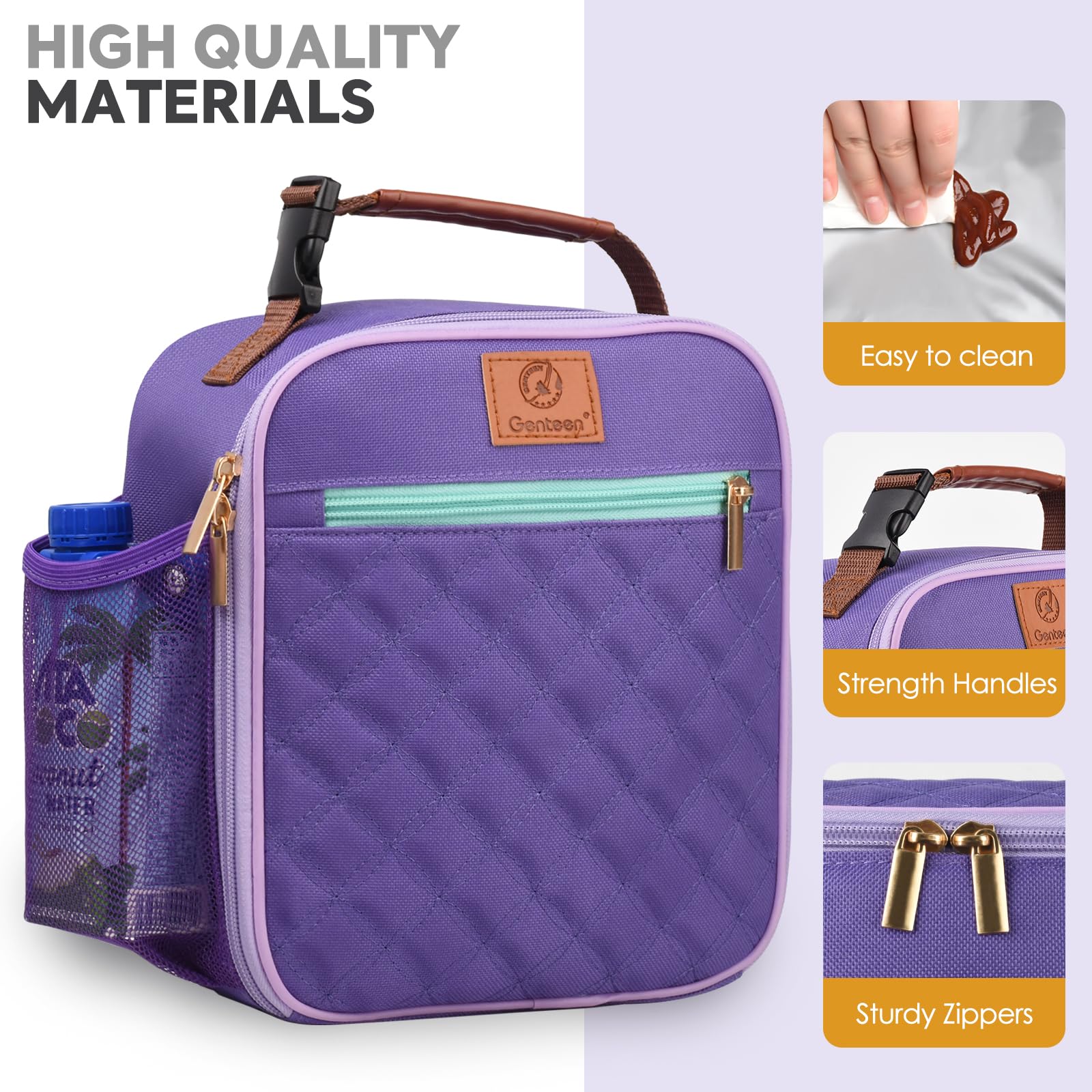 Genteen purple insulated lunch bag ideal for daily school or travel
