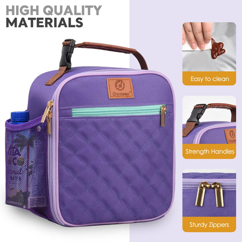 Genteen purple insulated lunch bag ideal for daily school or travel