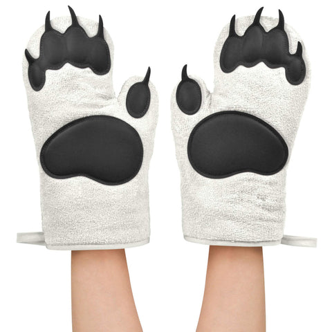 Close-up of silicone paw pads on Genuine Fred mitts for secure grip.
