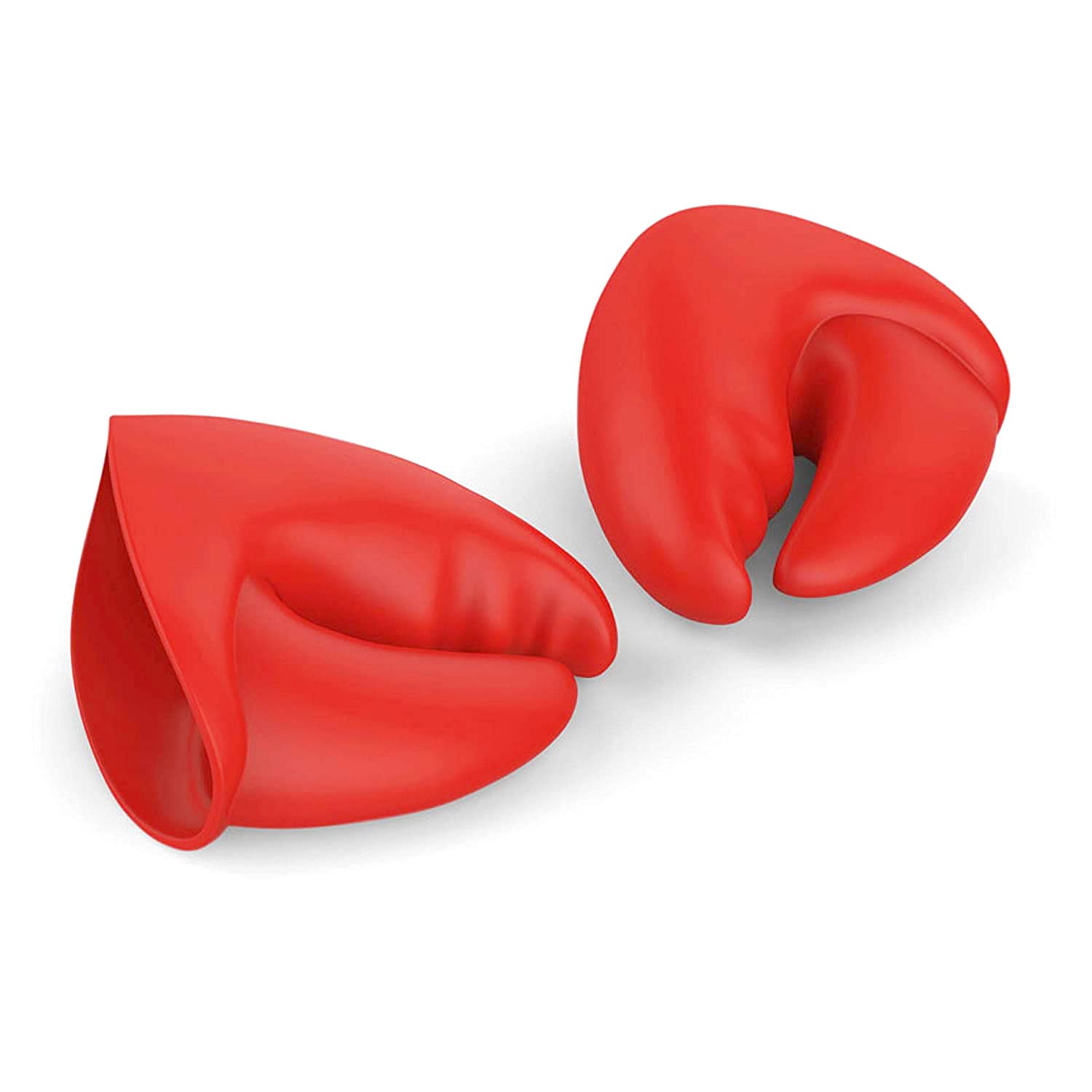 Genuine Fred Pot Pinchers in red silicone provide heat resistance and grip.