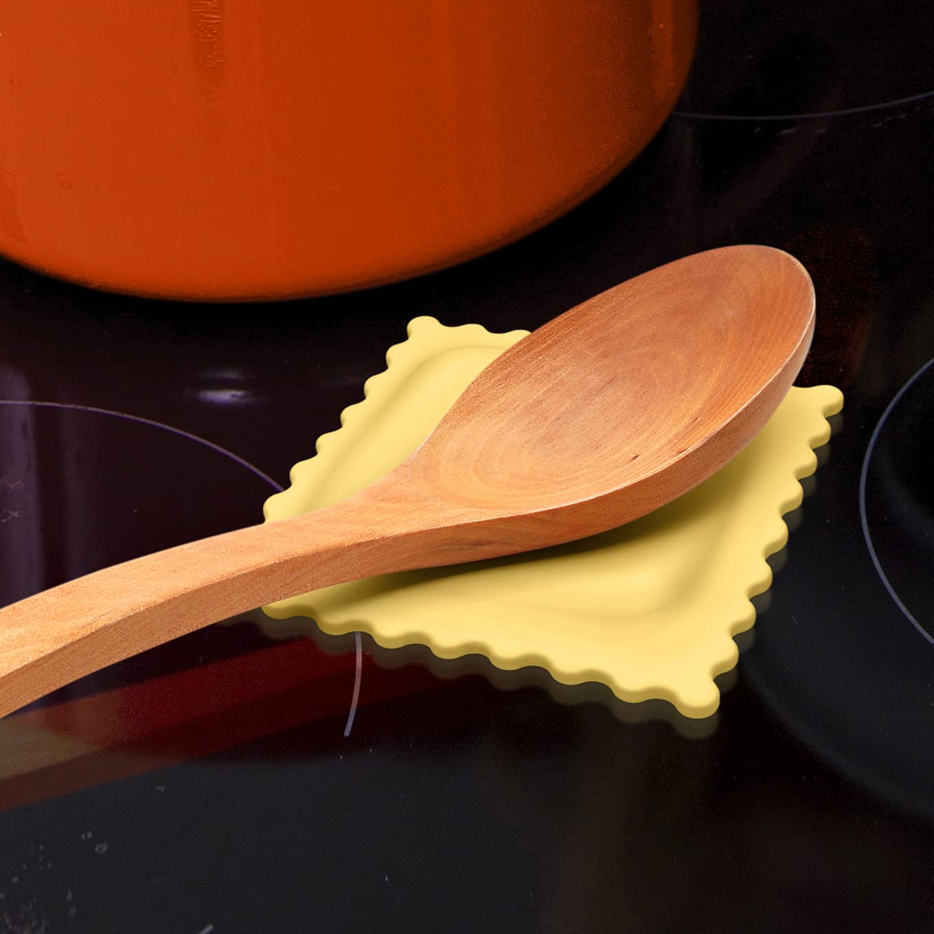 Genuine Fred SAUCED UP Ravioli Spoon Rest close-up silicone texture, durable and easy to clean