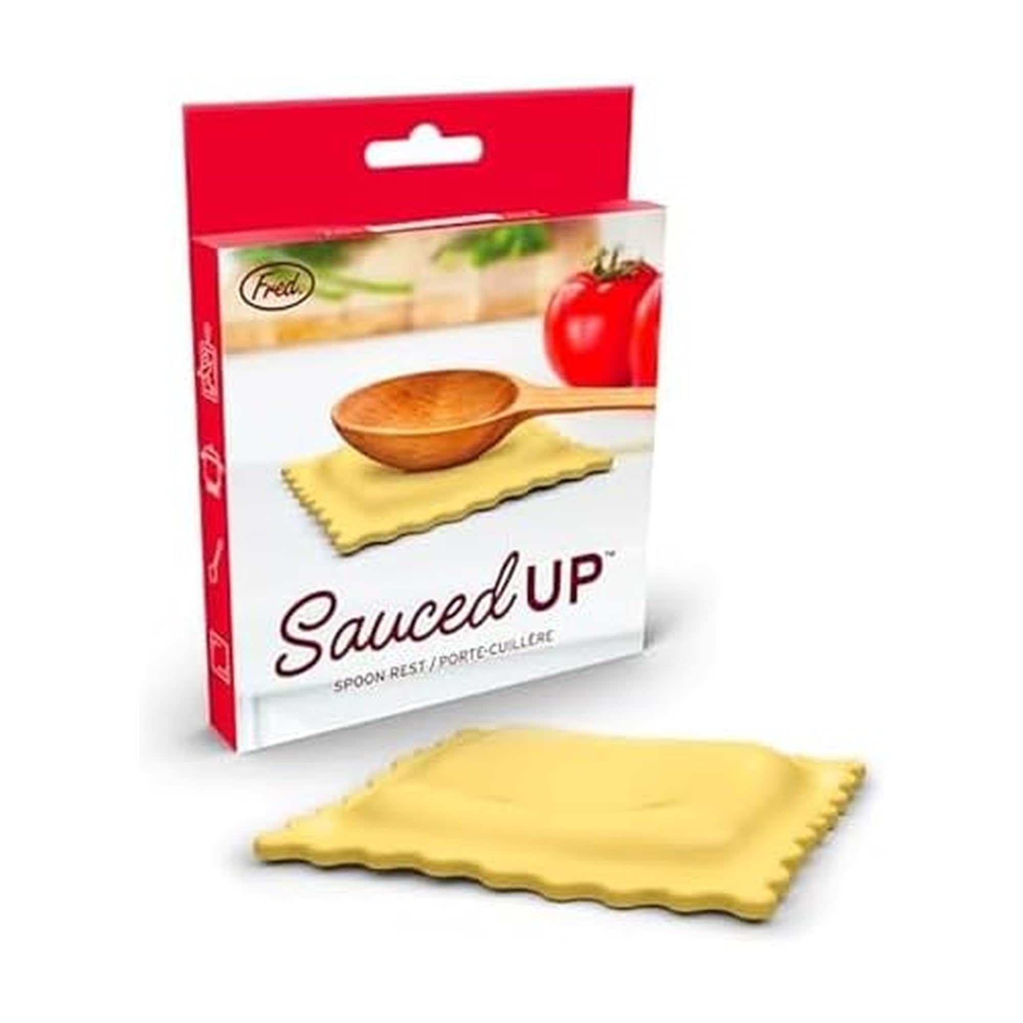 Genuine Fred SAUCED UP Ravioli Spoon Rest top view keeps counters clean