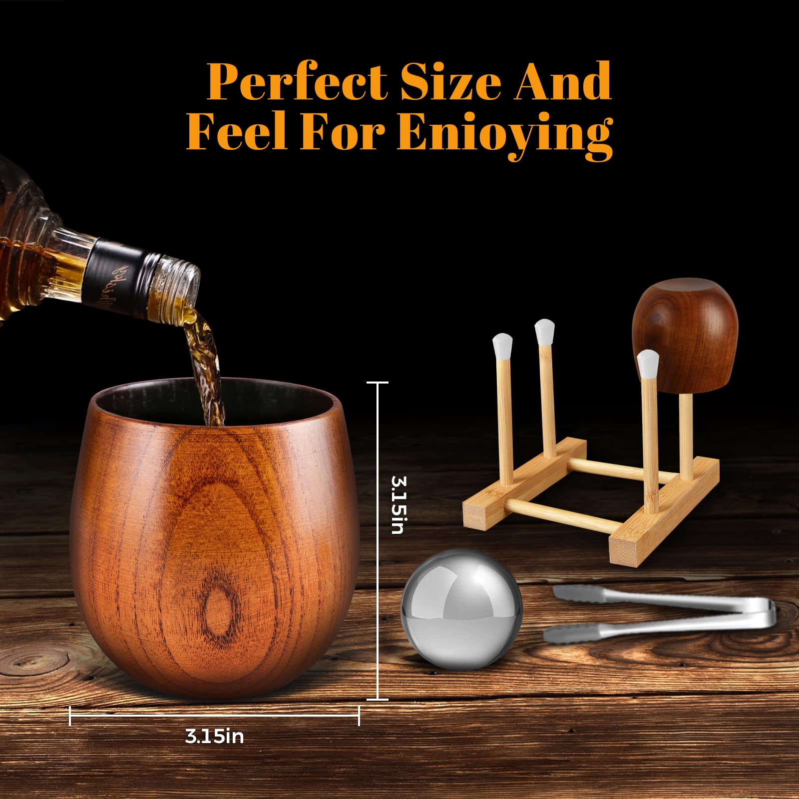 GENUINED charred wooden bourbon glass ready-to-gift luxury packaging for whiskey lovers