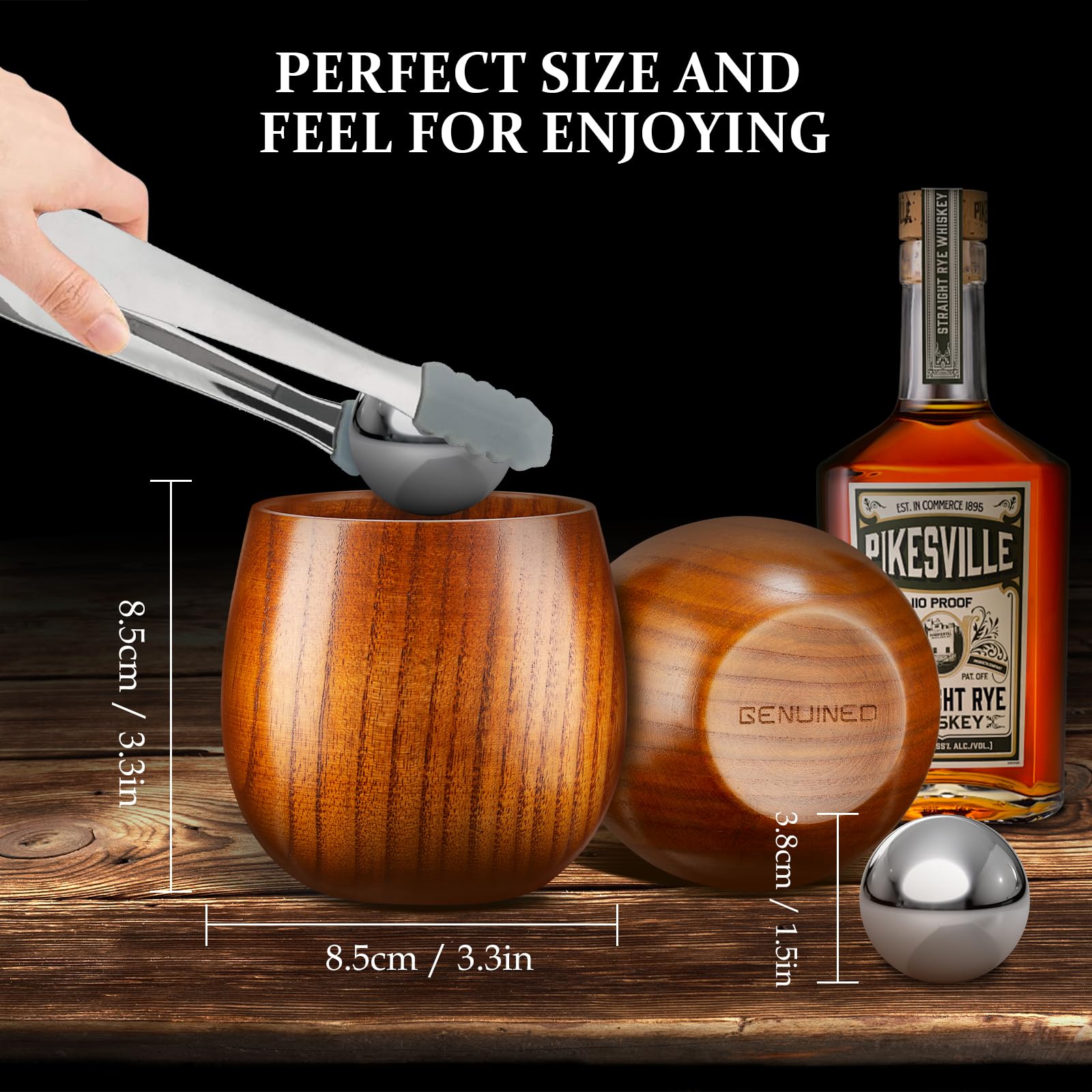 GENUINED wooden whiskey glass in vintage gift box, ideal for gifting.
