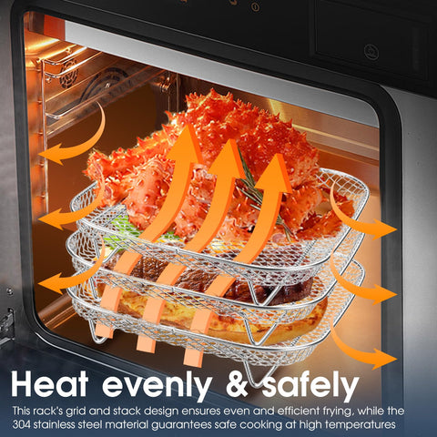 Geolinhome rack with support legs boosts airflow and even cooking across levels.