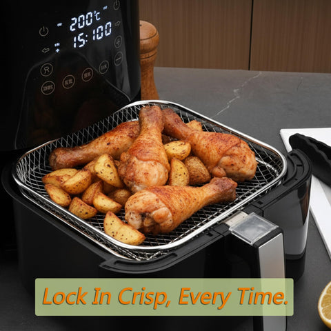 Geolinhome stainless steel mesh baskets ensure durable, even airflow for crispy results.