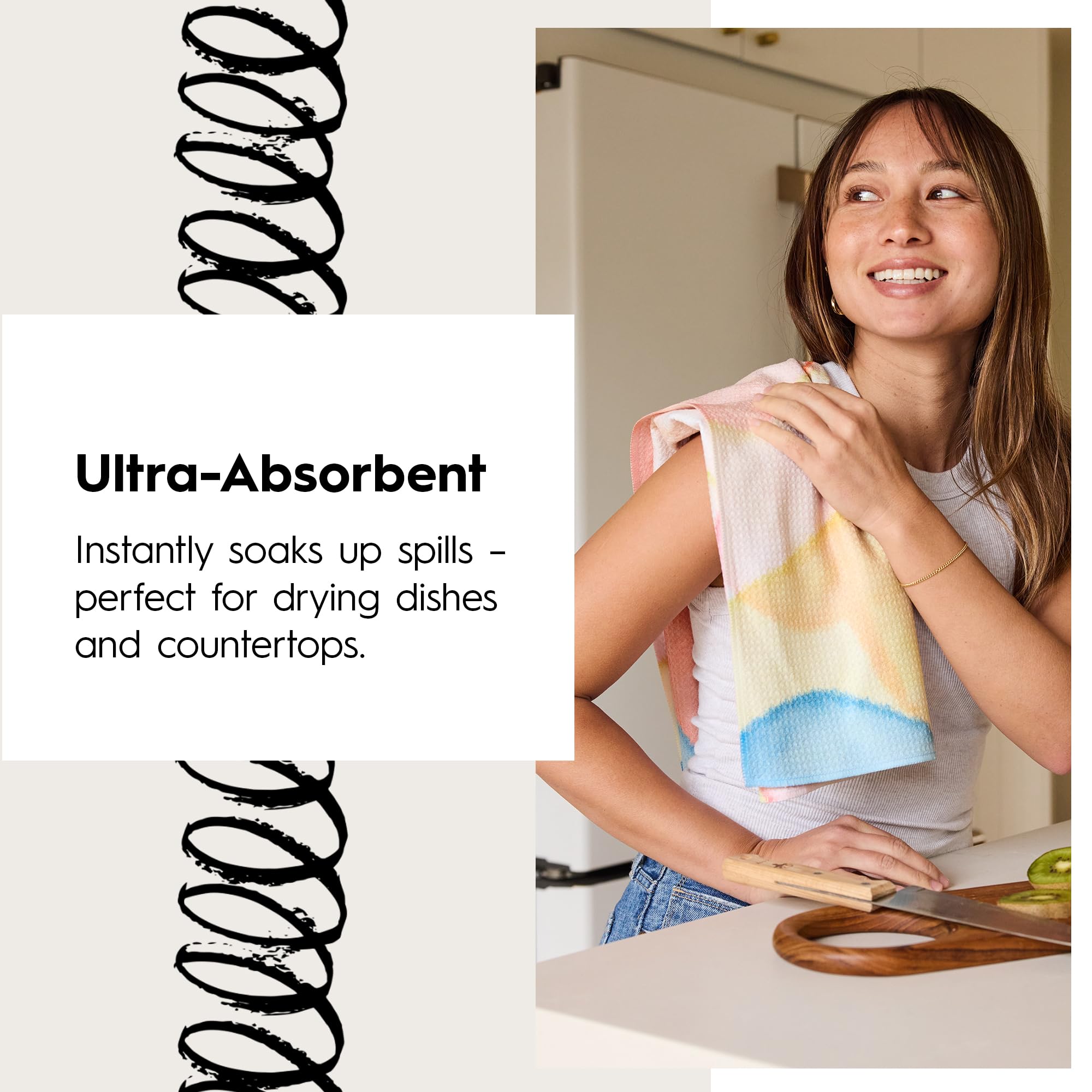 GEOMETRY Dish Towel Tackling spills without scratching surfaces.
