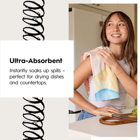 GEOMETRY Dish Towel Tackling spills without scratching surfaces.