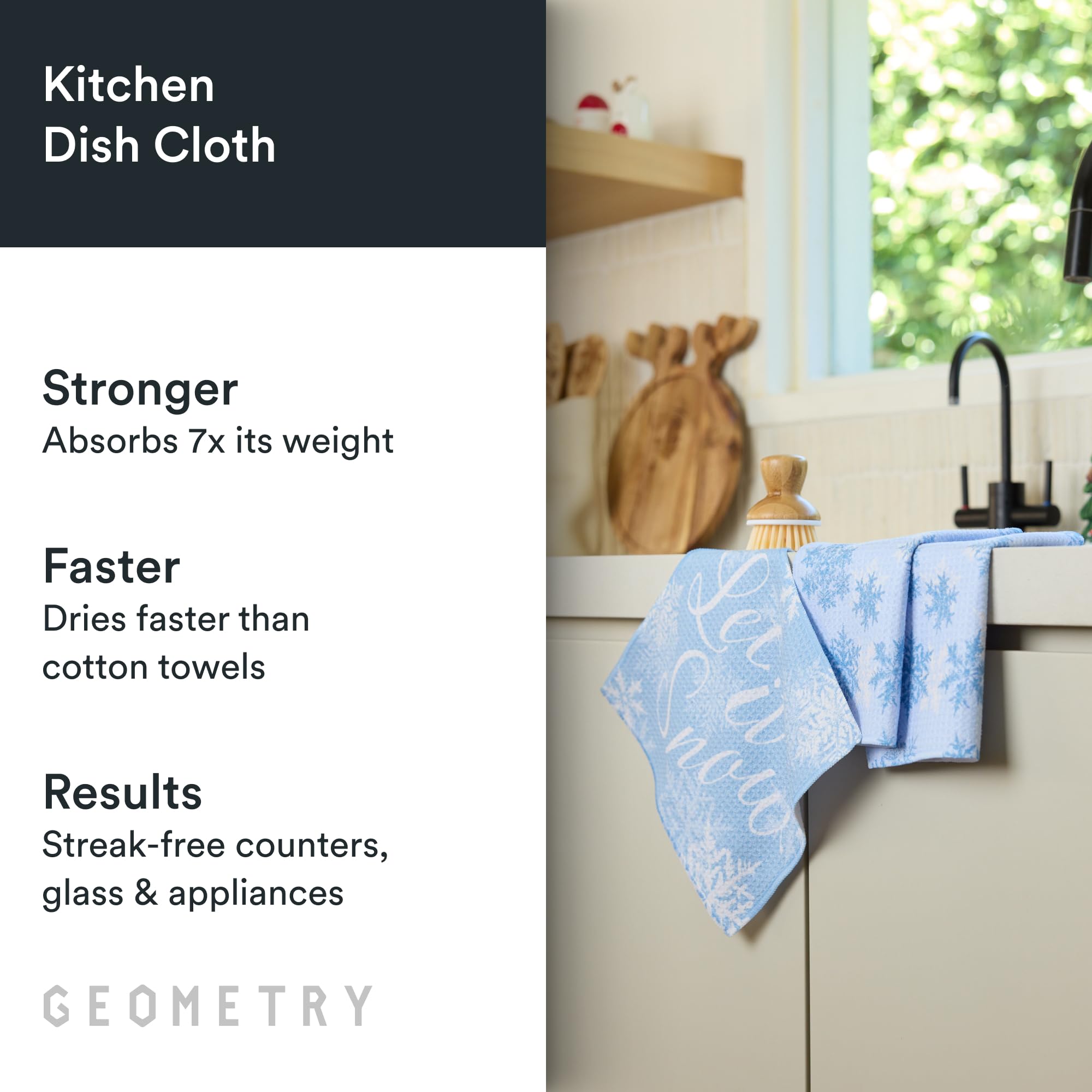 GEOMETRY Geoweave quick-dry dish cloths for fast spill cleanup and odor reduction