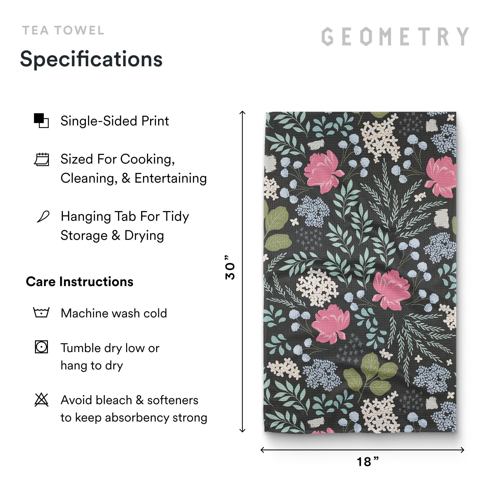 GEOMETRY Kitchen Tea Towels showcase petal design for pretty surfaces.