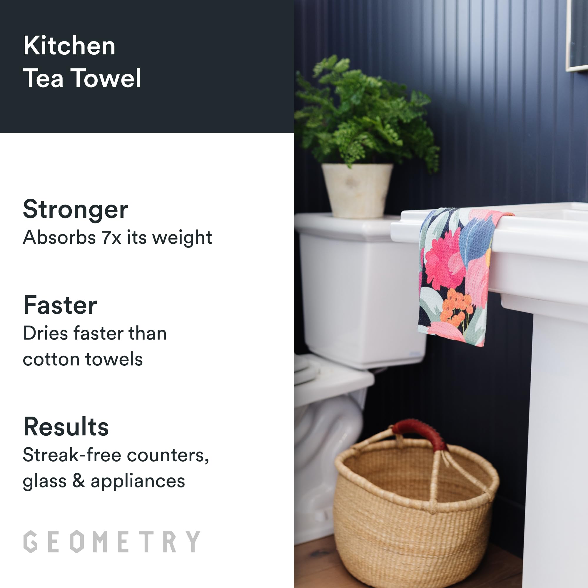 GEOMETRY Kitchen Tea Towels enable quick-dry performance for busy kitchens.