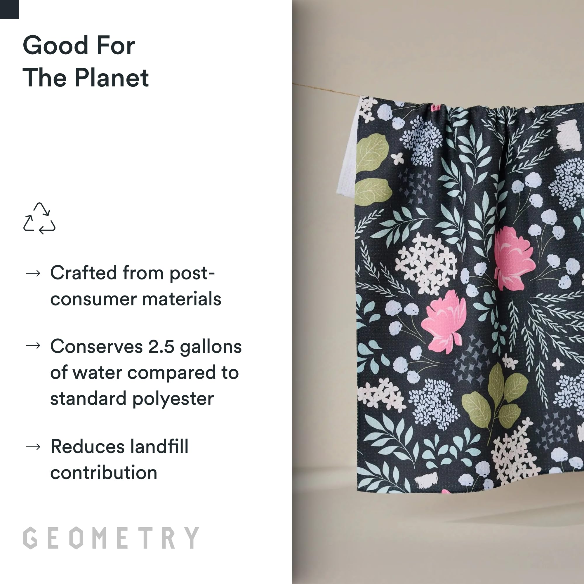 GEOMETRY Kitchen Tea Towels with superior cleaning power for spills and crumbs.