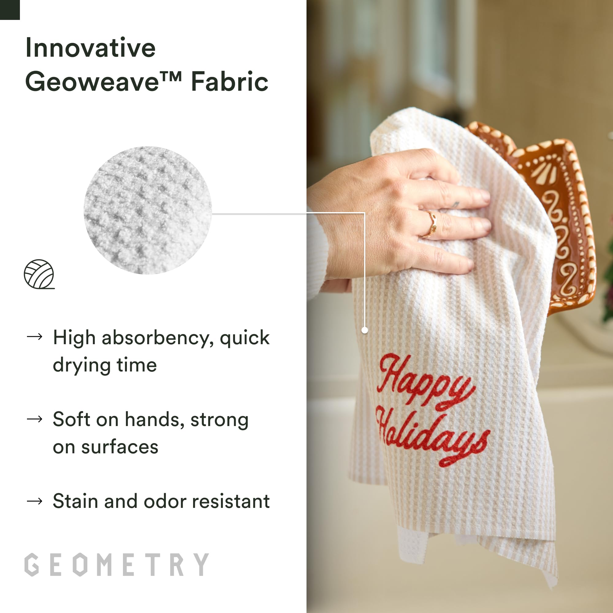 GEOMETRY soft-touch towel ideal for drying dishes without scratches