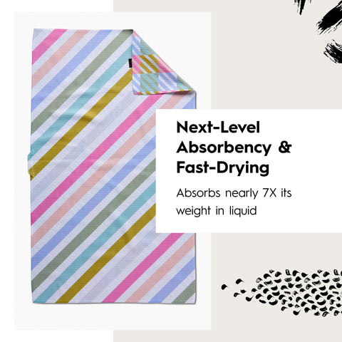 Geometry Spring Kitchen Towels demonstrate high absorbency for quick liquid pickup.