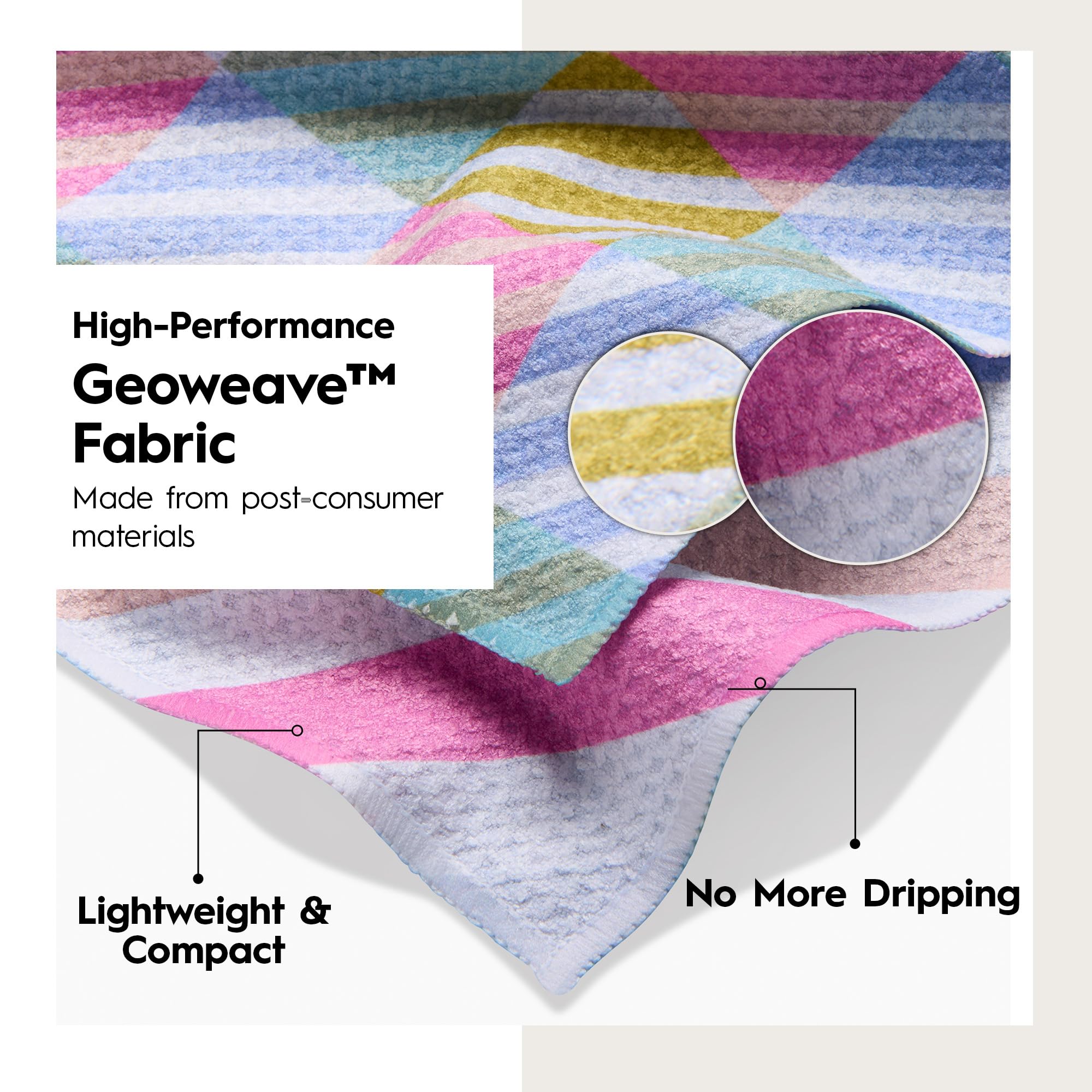 Geometry Spring Kitchen Towels spring-summer print adds vibrant kitchen color.