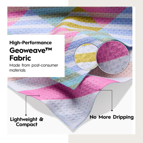 Geometry Spring Kitchen Towels spring-summer print adds vibrant kitchen color.