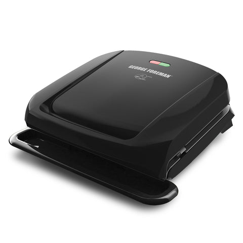 George Foreman 4-Serving Grill with removable plates for easy cleanup.