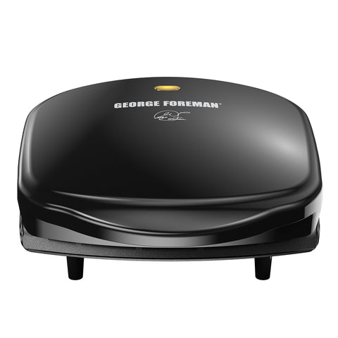George Foreman GR10B compact black design fits countertops.