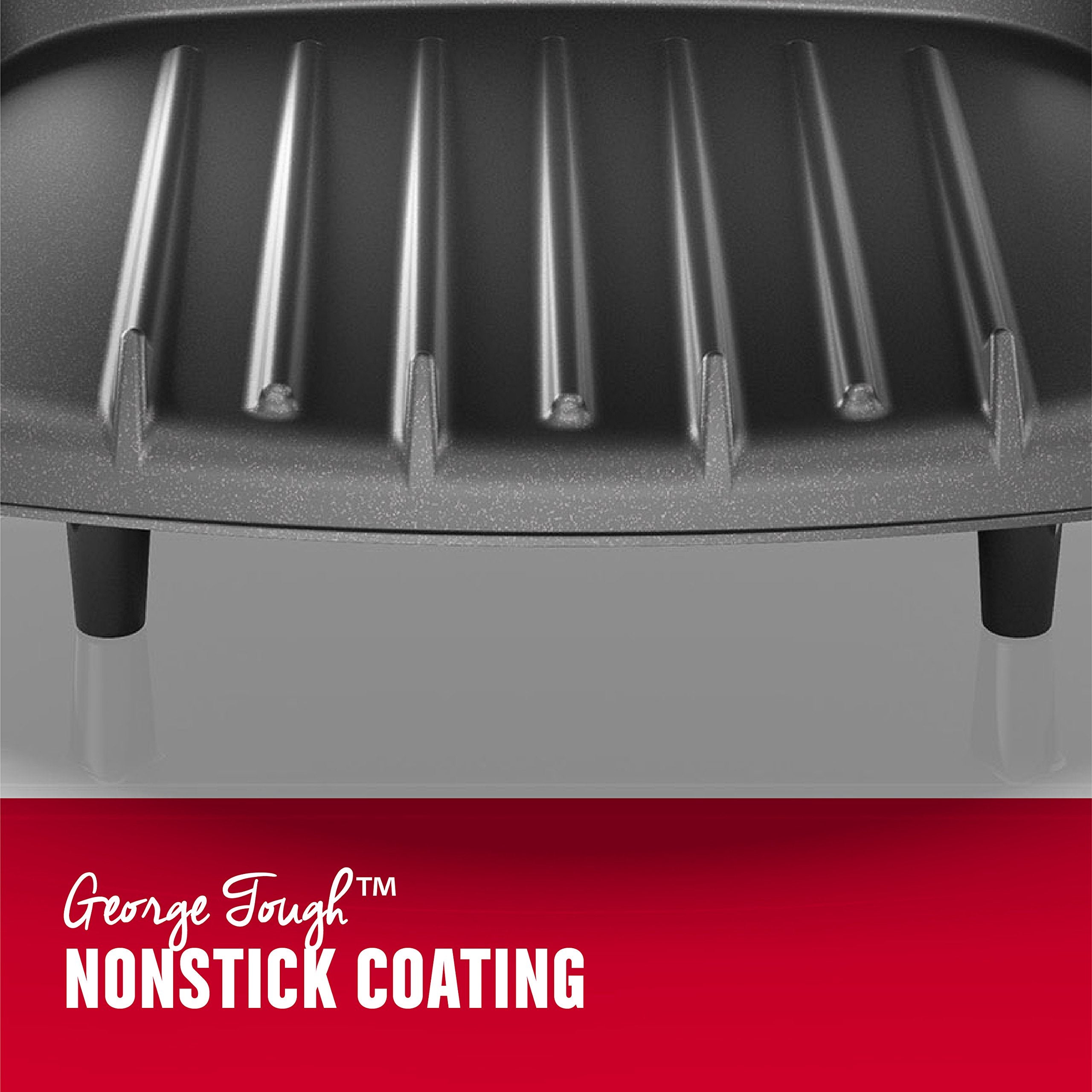 George Foreman GR10B dishwasher-safe drip tray simplifies cleanup.