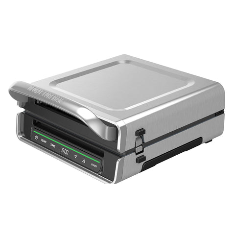 George Foreman Smokeless grill top view showing 90 sq in cooking surface for family meals