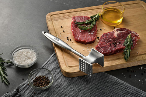 Gerior meat mallet flat-side view for uniform pounding