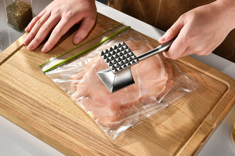 Gerior meat mallet spike-side closeup showing tenderizing capability