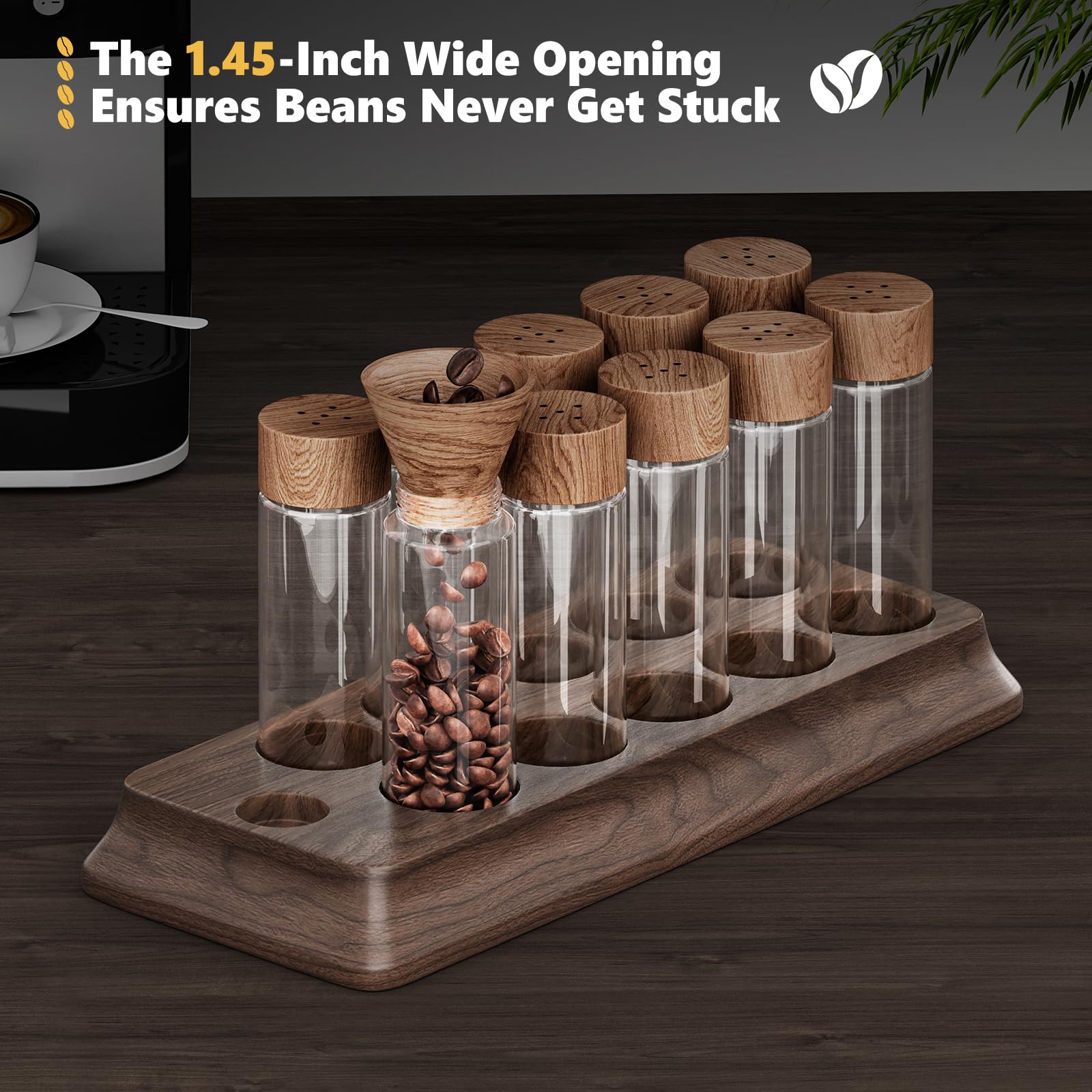 Gernshe air-tight coffee container design helps minimize exposure and preserve freshness.