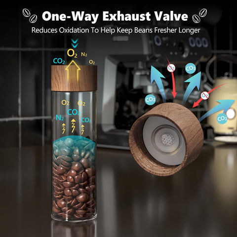 Gernshe one-way valve close-up showing aroma-preserving technology.