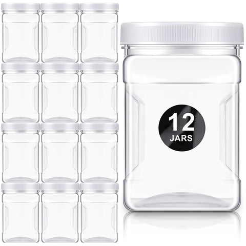 Gerrii 12-piece clear jars with wide-mouth lids for easy filling and dispensing.