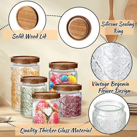 Gerrii Begonia pattern 34 oz jar stores rice or flour