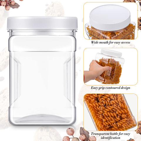 Gerrii clear plastic jars ideal for pantry items like sugar, flour, and cereals.