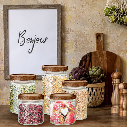 Gerrii jars keep tea leaves and spices neatly organized