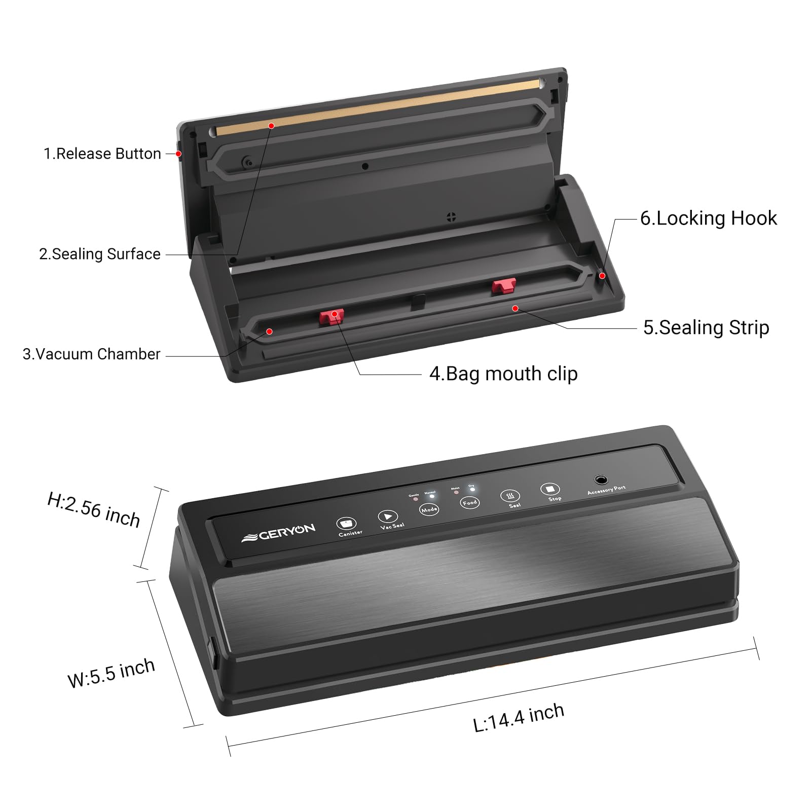 GERYON vacuum sealer handles dry and moist foods for versatile prep.