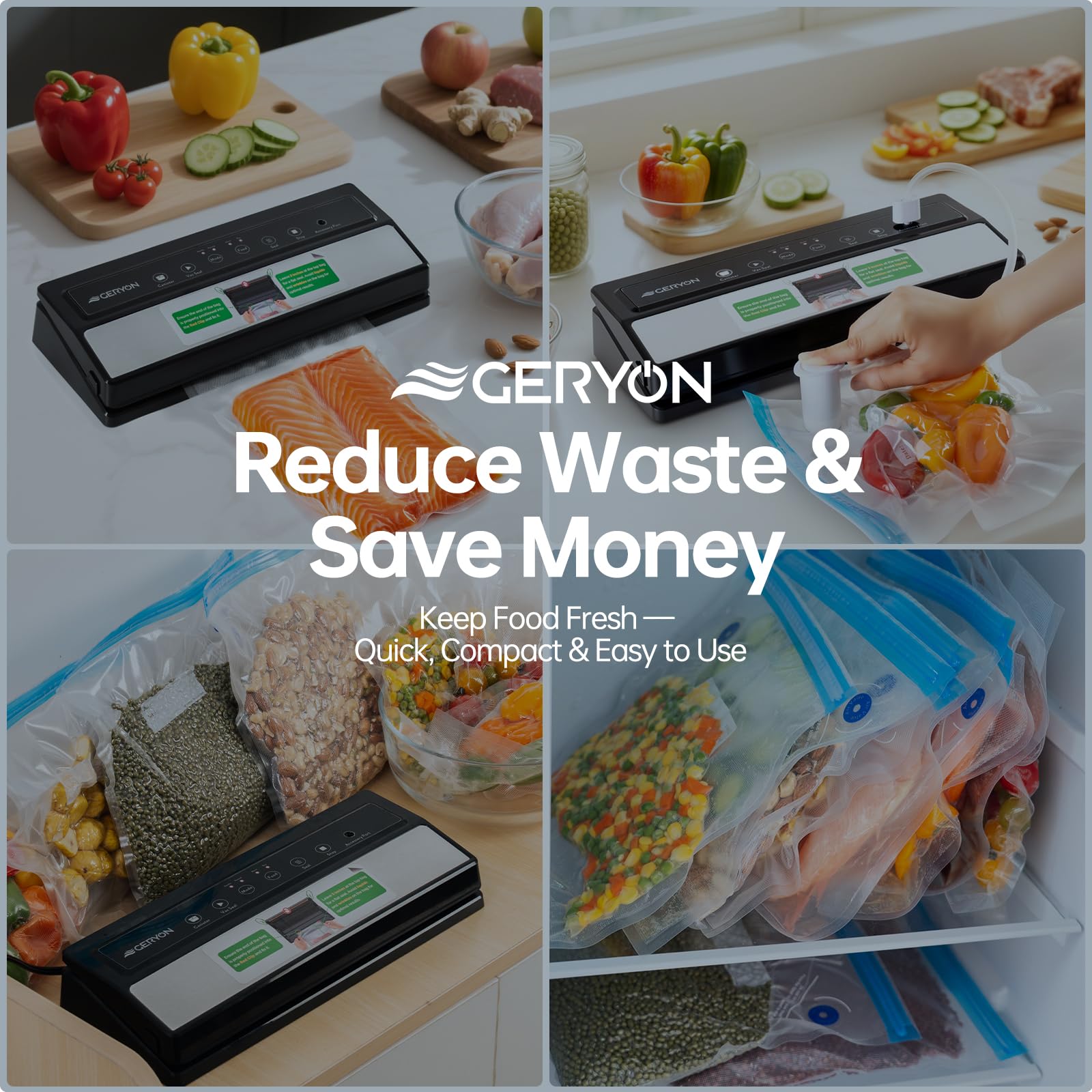 GERYON reusable bags show eco-friendly storage that preserves flavor.