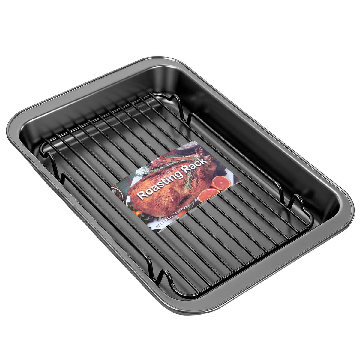 Gestone 15-Inch Turkey Roasting Pan with Rack for a medium turkey.