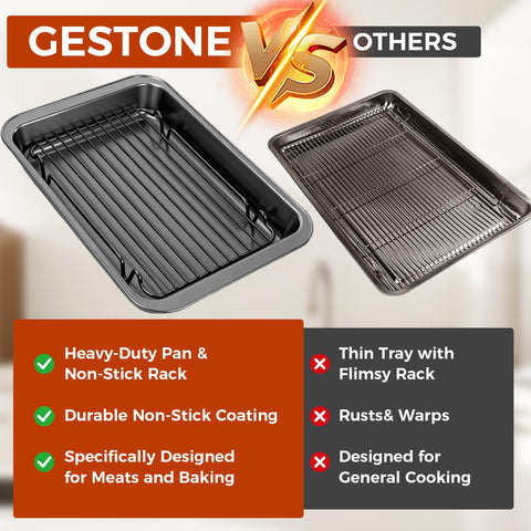 Gestone nonstick pan and rack for easy release and quick cleanup.