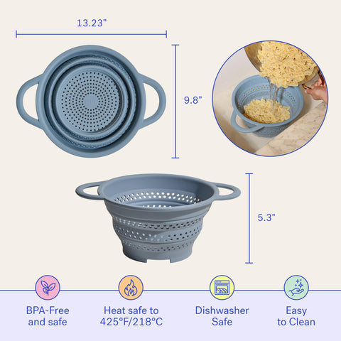 GIR collapsible colander heat resistant to 425°F for steaming