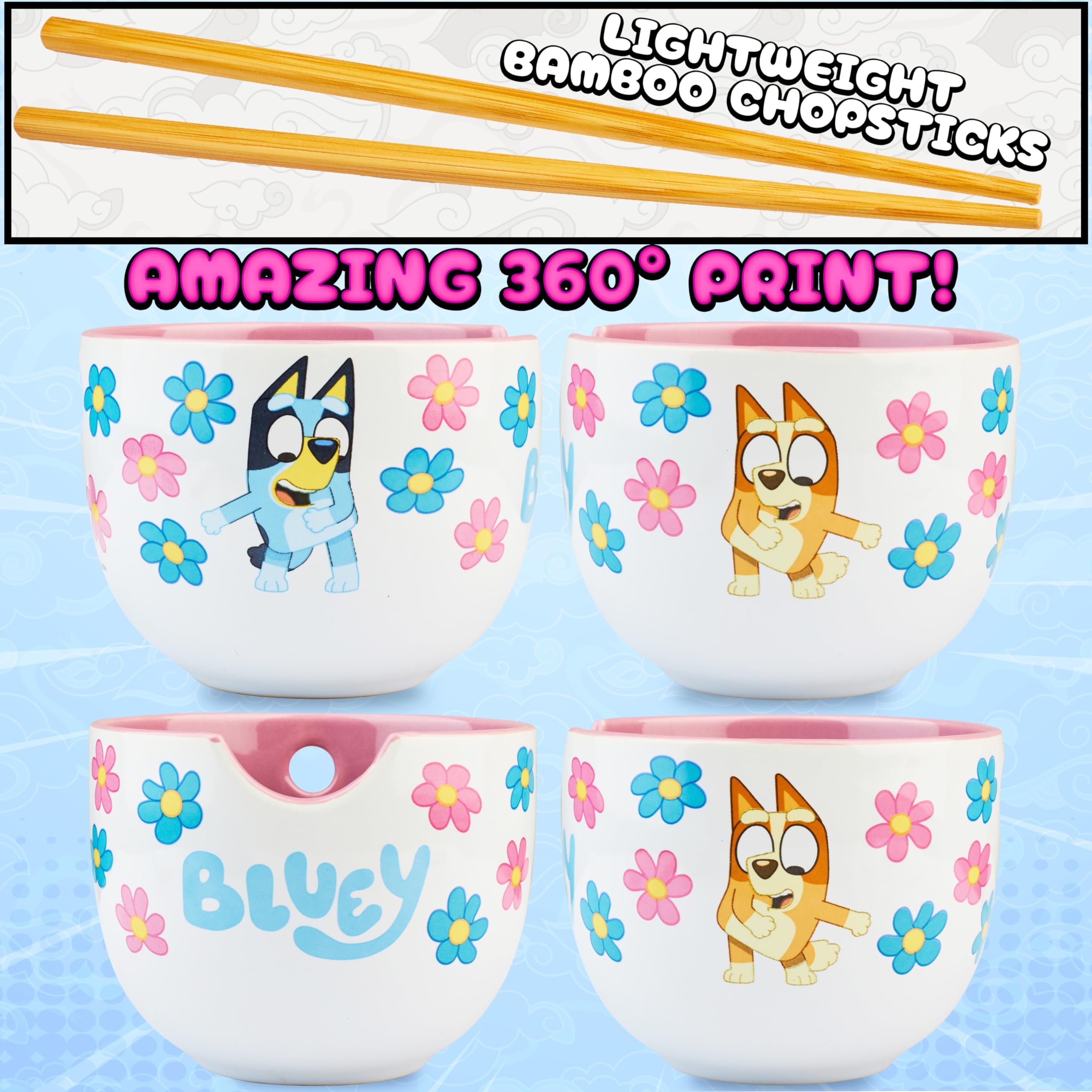 Get Trend Bluey bamboo chopsticks complete the ramen dining set.