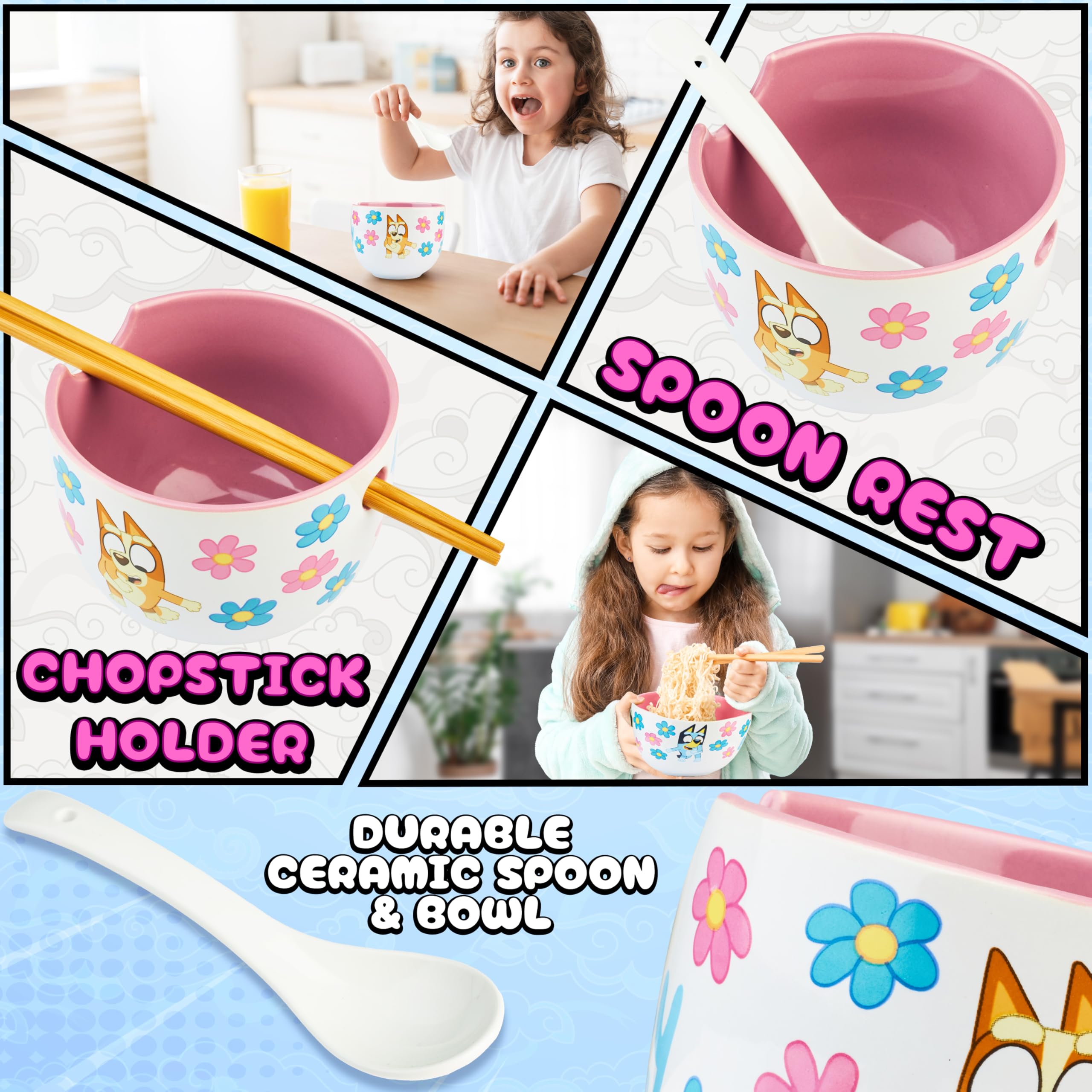 Get Trend Bluey ramen bowl set in a cheerful multi-blue design.