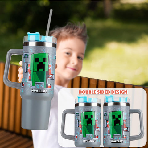 Get Trend ergonomic handle kids tumbler gray, easy carry to class or trips.
