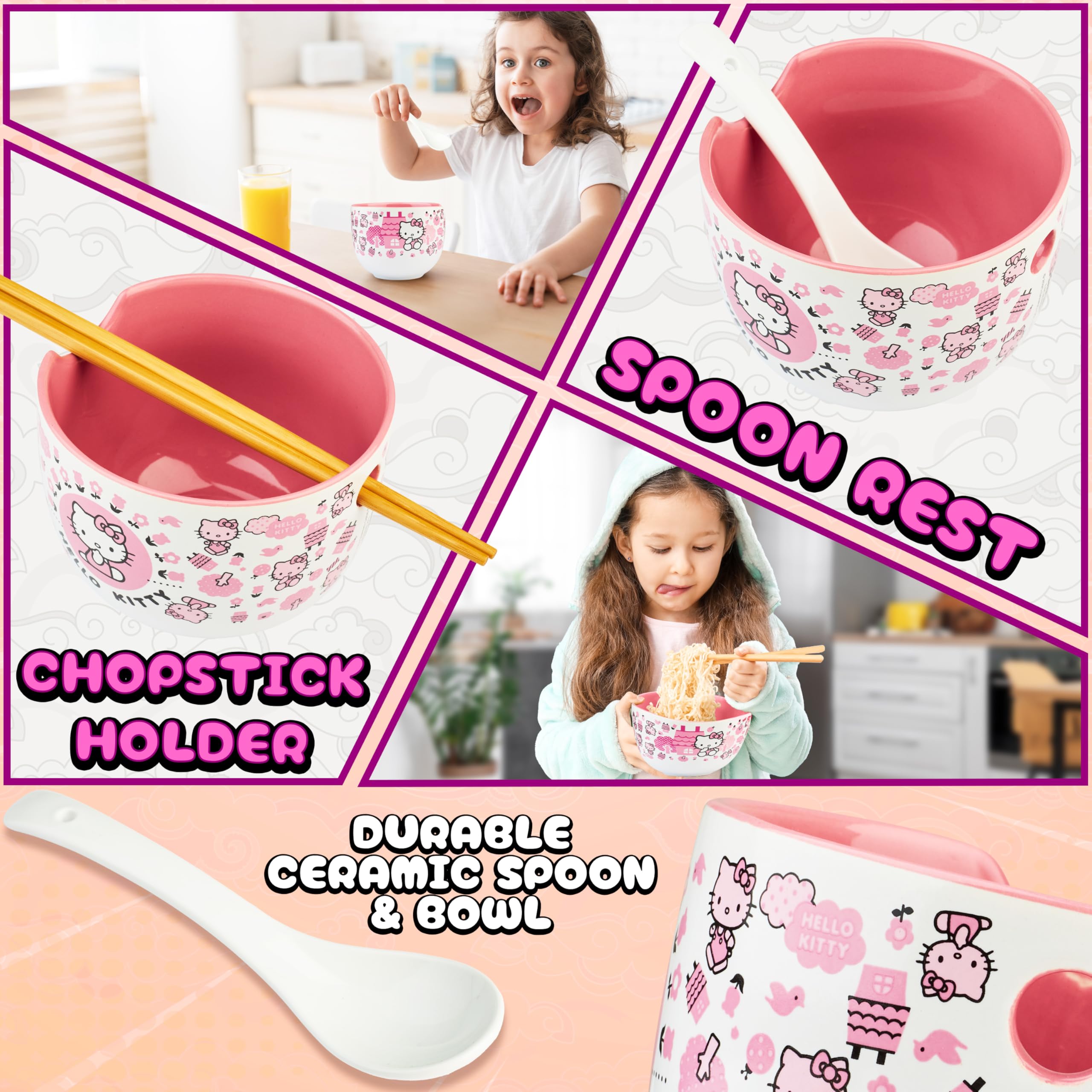 Get Trend Hello Kitty 3pc set shown in closeup, ideal for family meals.
