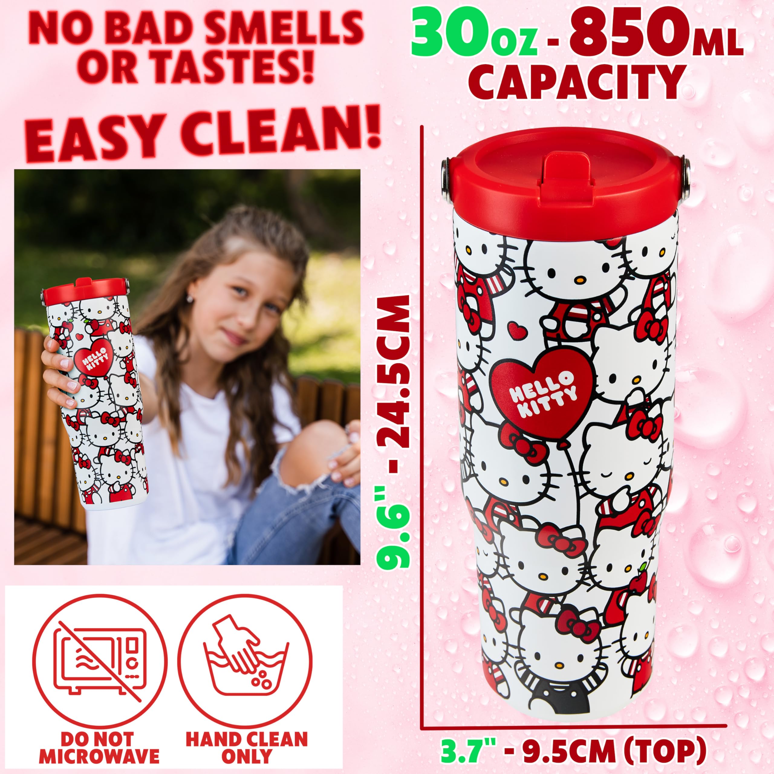 Get Trend Hello Kitty tumbler ideal for school and sports, 30oz capacity