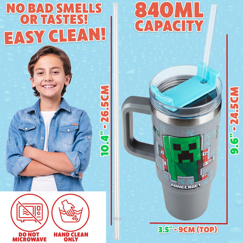 Get Trend Minecraft design gift tumbler gray, great for birthdays or back-to-school.
