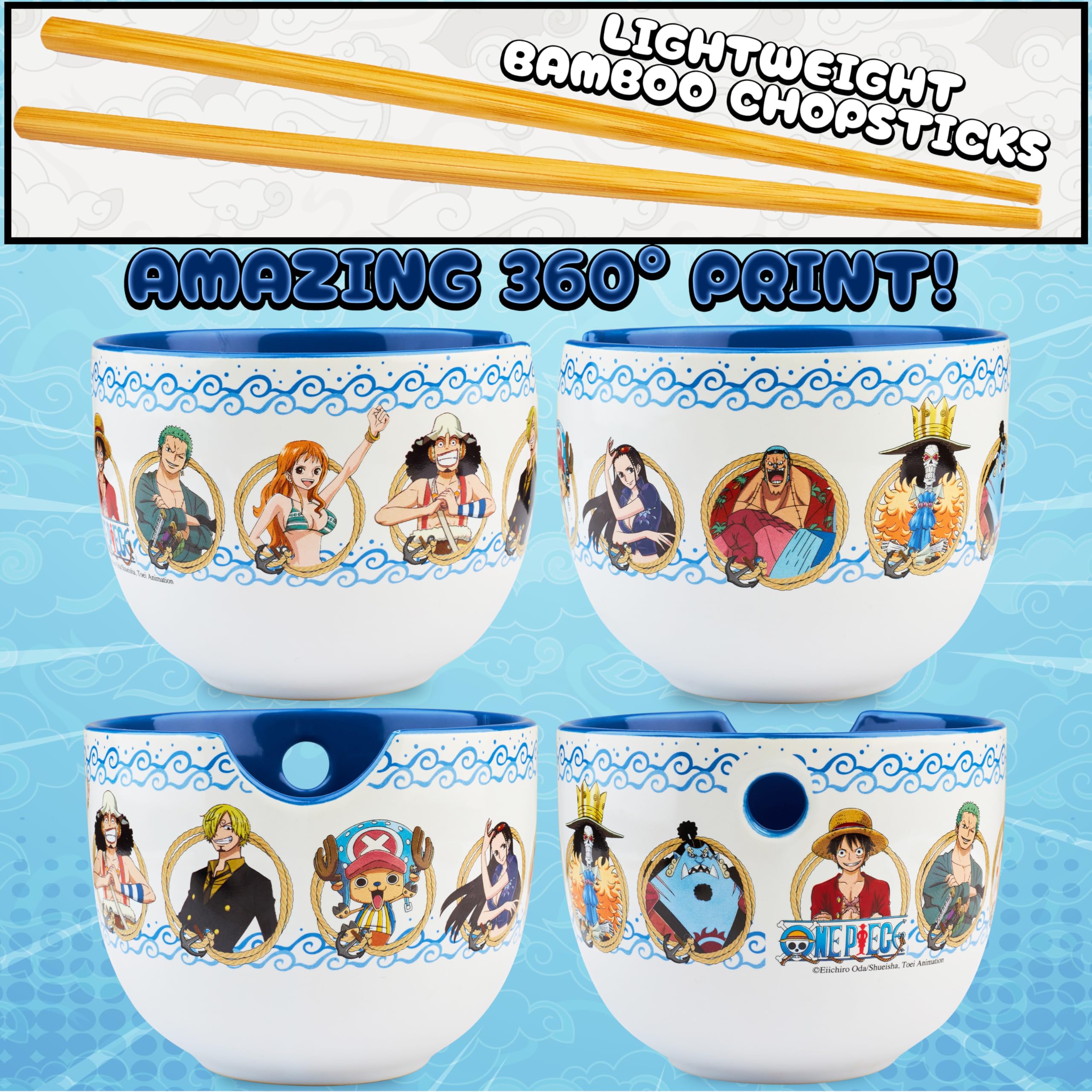 Get Trend One Piece ramen bowl with bamboo chopsticks for authentic ramen